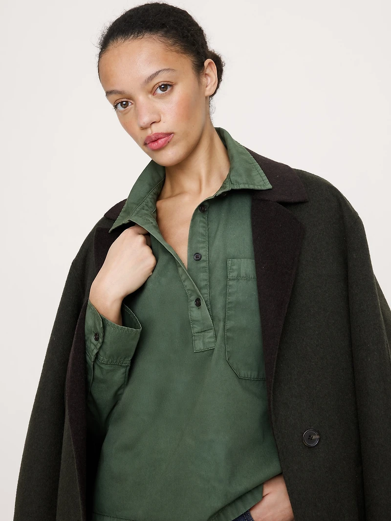 Oversized Cotton Twill Popover Shirt