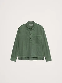 Oversized Cotton Twill Popover Shirt