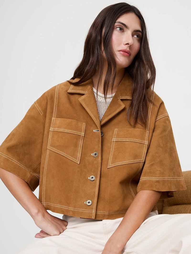 Oversized Short Suede Jacket