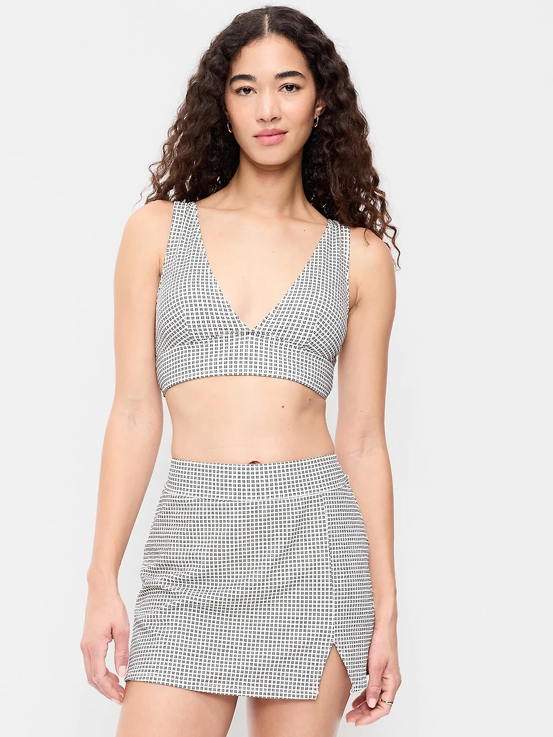 Pique Longline Bikini Swim Top