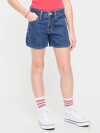 High-Waisted Hearts Jean Midi Shorts for Girls