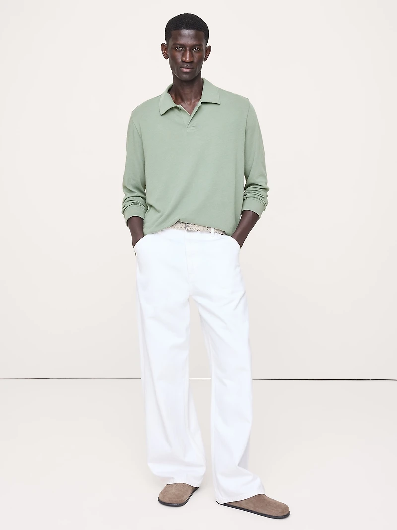 Cotton Jersey Long-Sleeve Polo