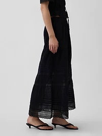 Lace-Trim Maxi Skirt