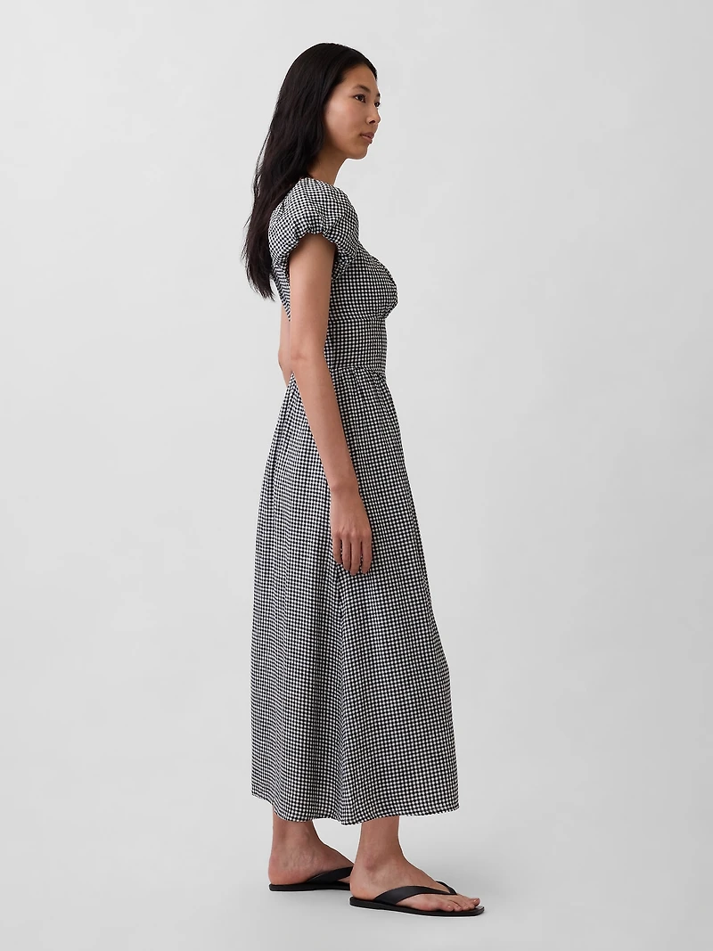 Linen-Blend Drop-Waist Maxi Dress
