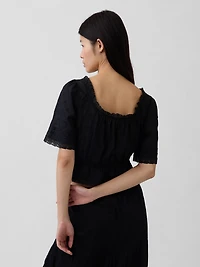 Lace-Trim Peplum Top