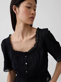 Lace-Trim Peplum Top