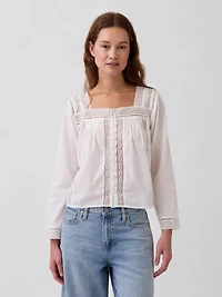 Lace-Trim Square-Neck Top