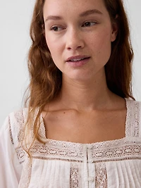 Lace-Trim Square-Neck Top