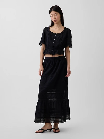 Lace-Trim Maxi Skirt