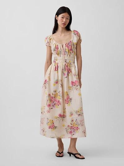 Voile Smocked Waist Maxi Dress