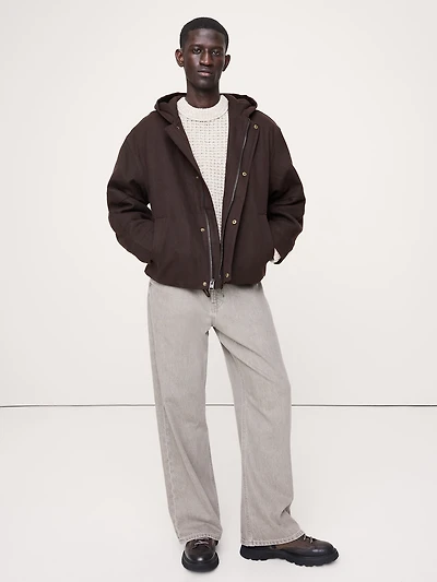 Hemp-Cotton Canvas Insulated Bomber Jacket