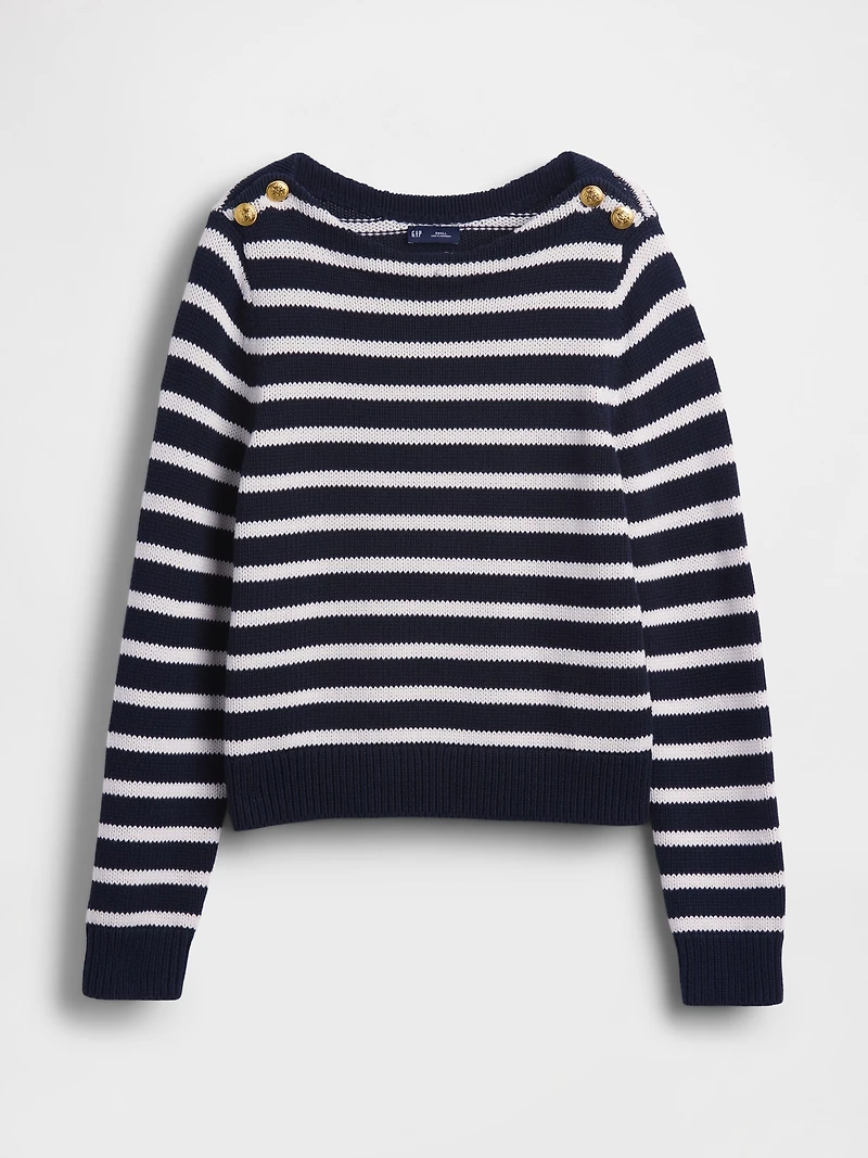 100% Cotton Relaxed Boatneck Sweater