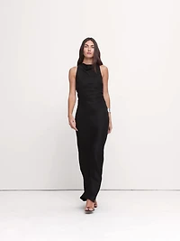 Viscose-Linen Cowl-Neck Dress