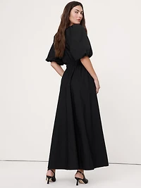 Cotton Poplin Puff-Sleeve Maxi Dress
