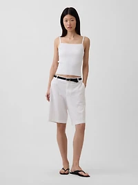 9" Low Rise Linen-Blend Trouser Shorts