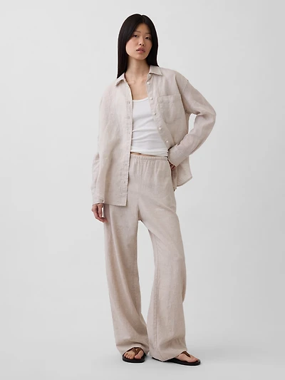 Linen-Blend Easy Wide-Leg Pants