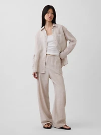 Linen-Blend Easy Wide-Leg Pants