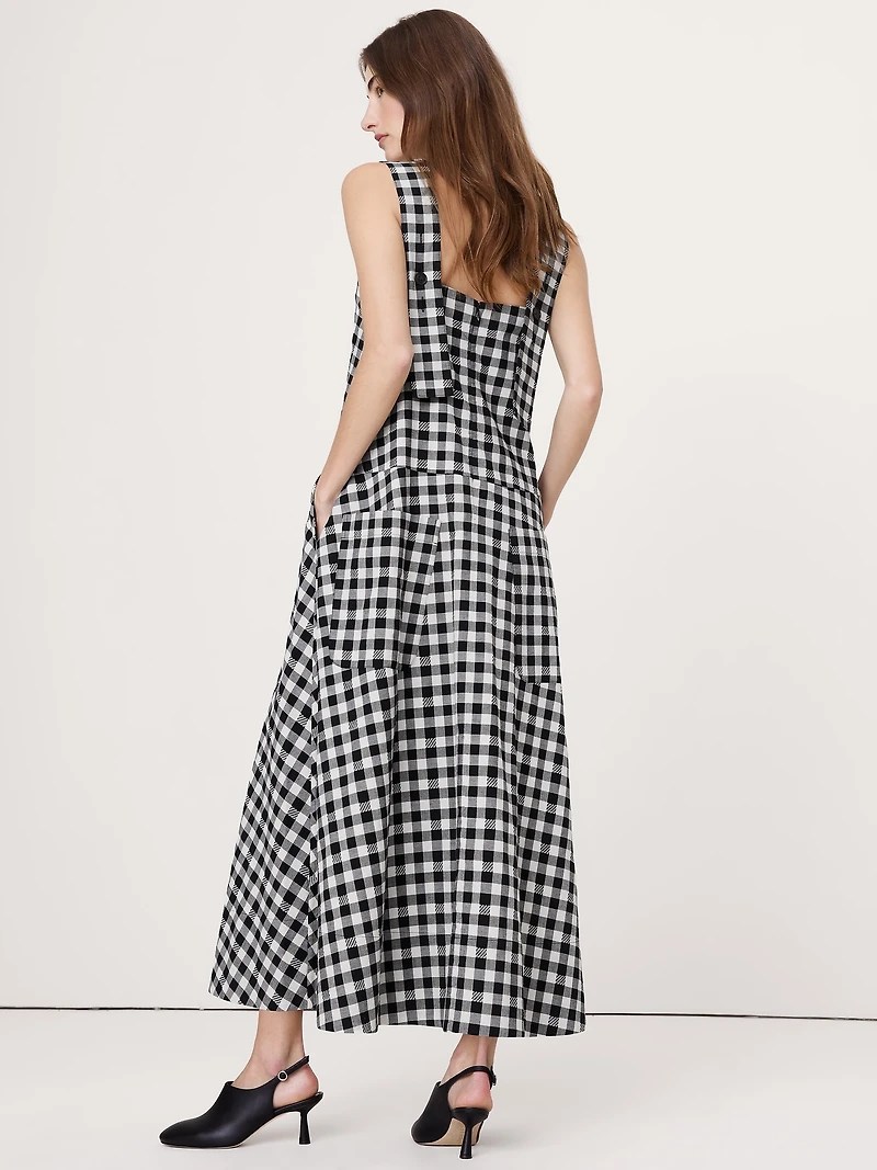 Square-Neck Apron Maxi Dress