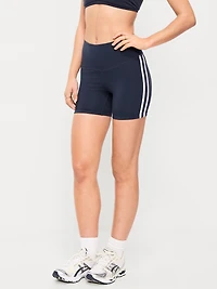 High-Waisted PowerChill Side-Stripe Biker Shorts - 5-inch inseam