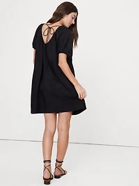 Viscose-Linen Puff-Sleeve Mini Dress