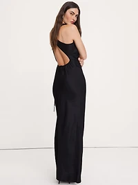 Viscose-Linen Cowl-Neck Dress