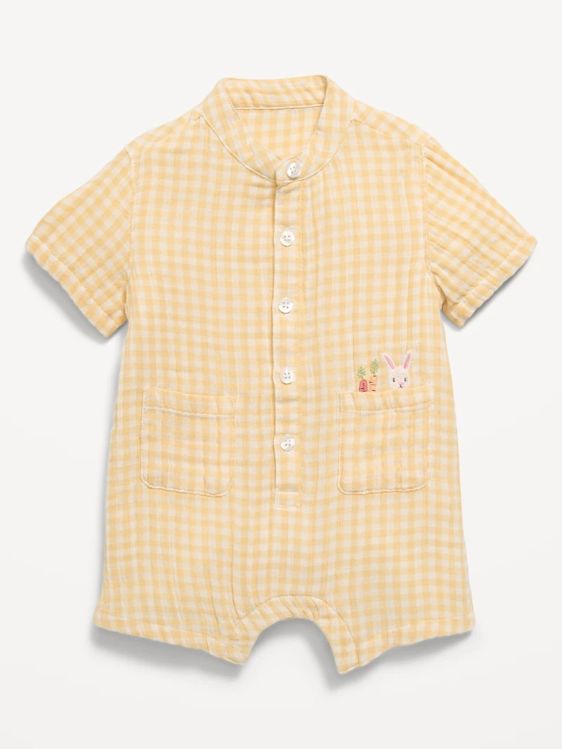 Short-Sleeve Double-Weave One-Piece for Baby