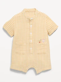 Short-Sleeve Double-Weave One-Piece for Baby