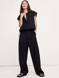 Cotton Poplin Bubble-Hem Top