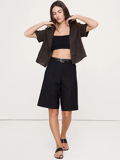 The Boxy Crop Shirt Linen