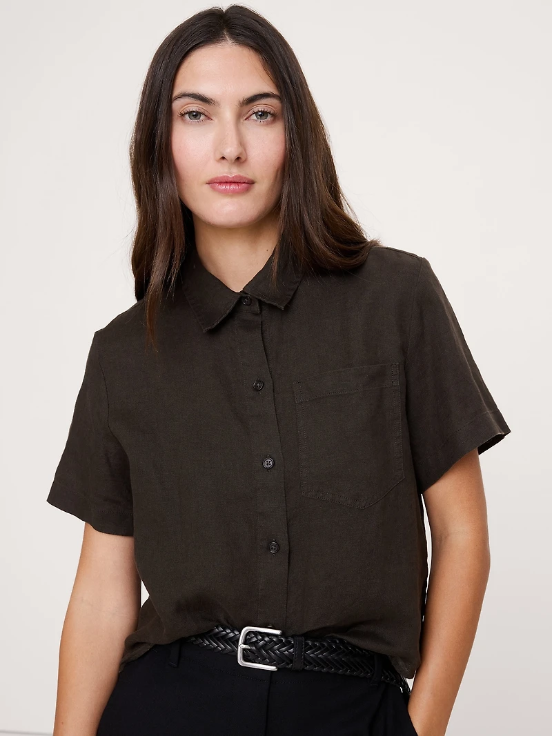 The Boxy Crop Shirt Linen