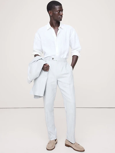 Slim Herringbone Linen-Merino Suit Pant