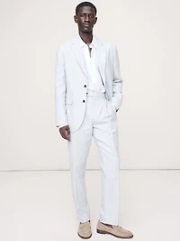 Tailored Slim-Fit Herringbone Linen-Merino Suit Pant