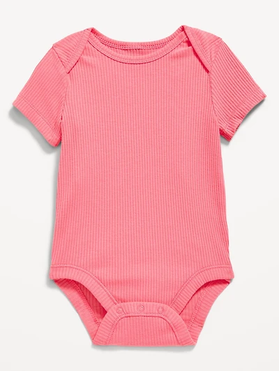 Unisex Short-Sleeve Ribbed Bodysuit for Baby