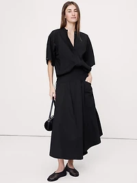 Stretch-Cotton Drop-Waist Maxi Skirt