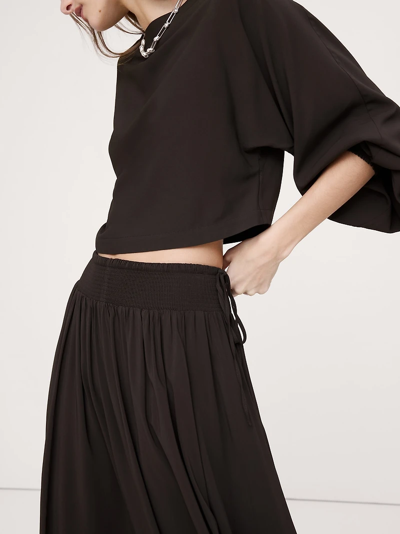 Smocked Georgette Maxi Skirt