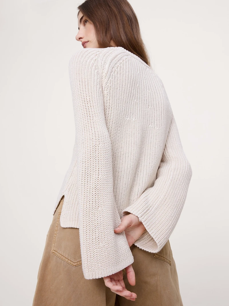 Cotton Flare-Sleeve Sweater