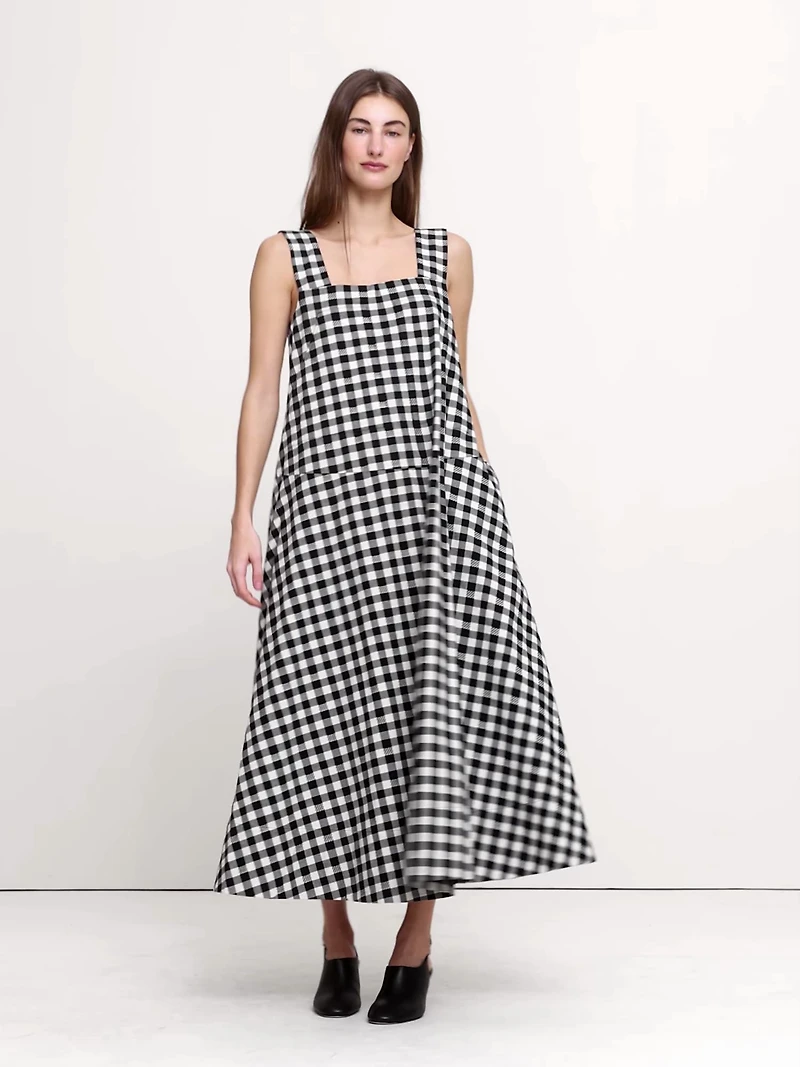 Square-Neck Apron Maxi Dress