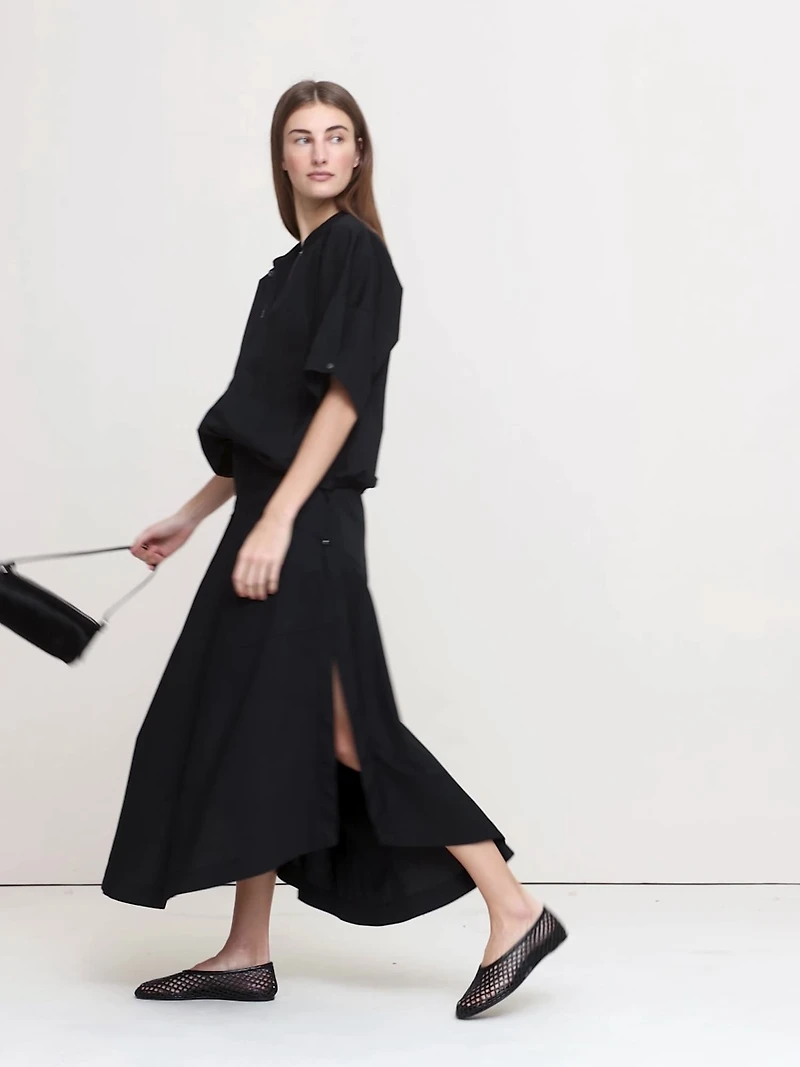 Stretch-Cotton Drop-Waist Maxi Skirt