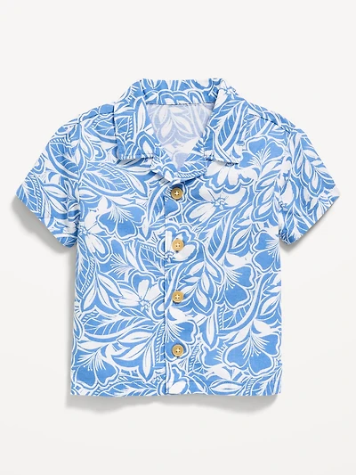 Short-Sleeve Linen-Blend Shirt for Baby