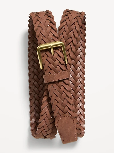 Braided Faux-Suede Belt for Men