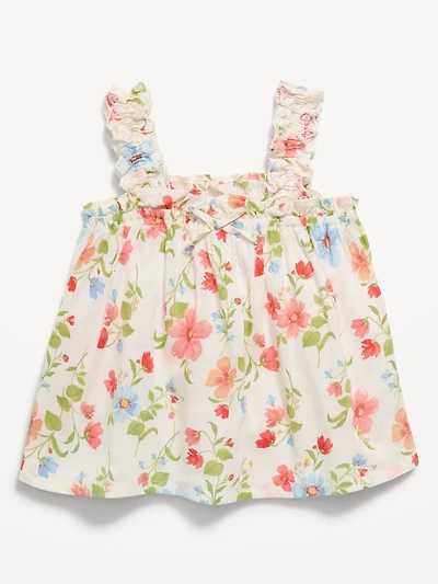 Printed Sleeveless Ruffled Top for Toddler Girls