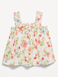 Printed Sleeveless Ruffled Top for Toddler Girls