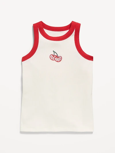 Fitted Ribbed Logo-Graphic Tank Top for Girls