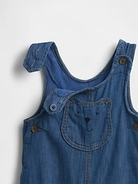 Baby Cozy-Lined Denim Bear Pocket Overalls