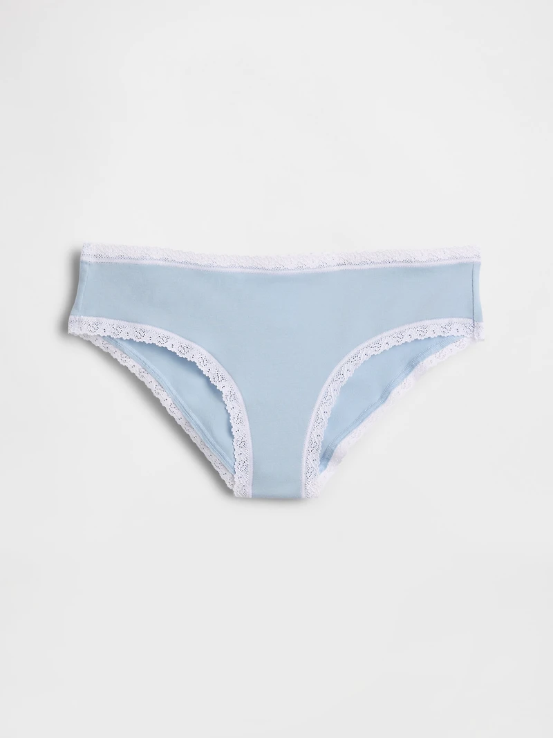 Organic Stretch Cotton Lace-Trim Hipster