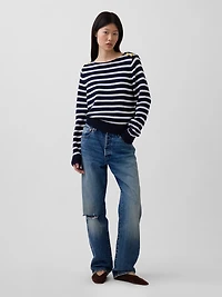 100% Cotton Relaxed Boatneck Sweater