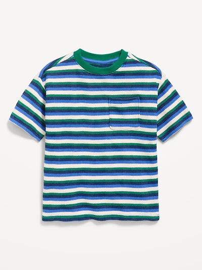 T-shirt surdiMen'sionné en tricot gaufré à manches courtes pour tout-petit