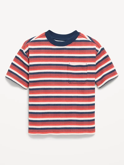 T-shirt surdiMen'sionné en tricot gaufré à manches courtes pour tout-petit