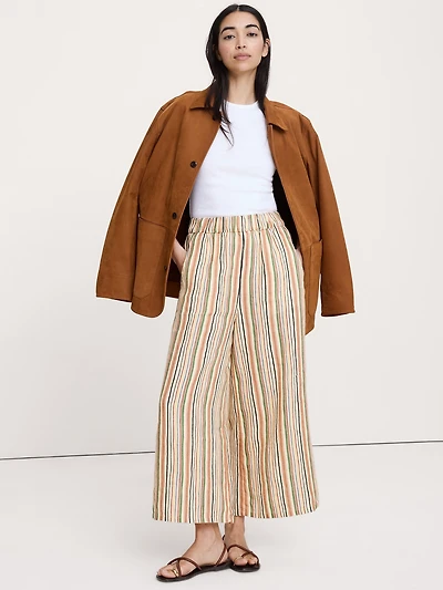 The Pull-On Wide-Leg Ankle Pant Linen
