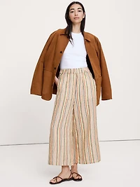 The Pull-On Wide-Leg Ankle Pant Linen